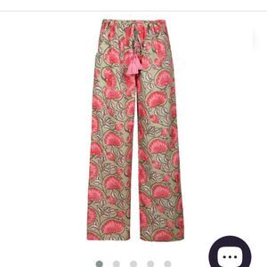 Pax Philomena NWT Francis Floral cotton draw string pants w/Beaded Tassel ties